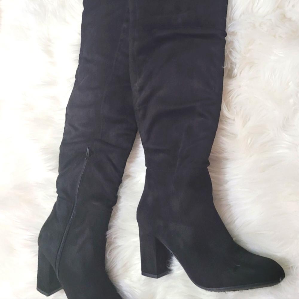 Balman Suede Black High Boots size 7.5